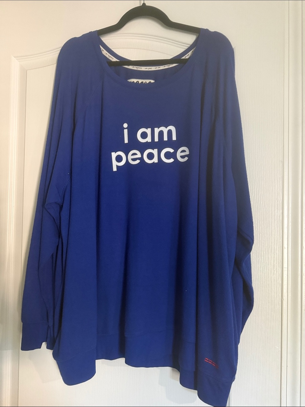 Peace Love World Relaxed 'i am peace' Sweatshirt Jogger Set - Blue Size 4X